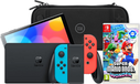 Nintendo Switch OLED Blauw/Rood + Super Mario Bros. Wonder + BlueBuilt Beschermhoes