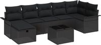vidaXL Tuinbank Set Zwart Polyrattan