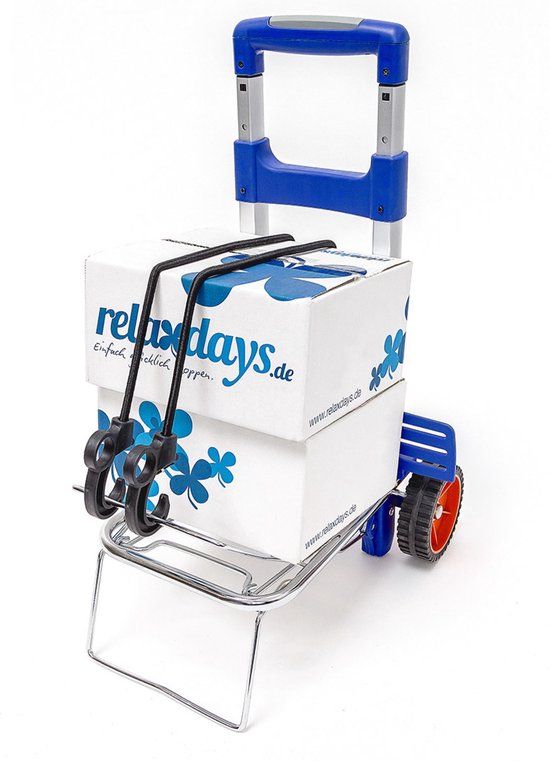 Relaxdays Steekwagen - 30 kg - Inklapbaar - Transportkar - Blauw/Zilver
