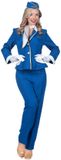 Wilbers Stewardess kostuum Dames Blauw Premium 4-delig - Maat 46