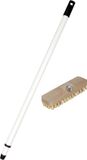 Buemag Houten luiwagen schrobborstel/schrobber inclusief metalen telescoopsteel wit 130 cm