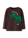 NAME IT Jongens Lange Mouwen Shirt NMMNEDIN LS NREG TOP BOX PB - Maat 104 - Katoen - Ronde Hals - Printopdruk - Chocoladebruin/Groen/Zwart/Wit