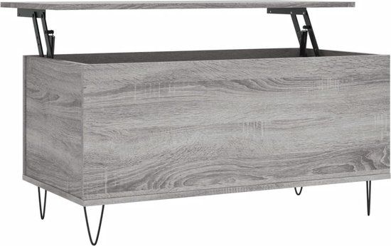 vidaXL Salontafel 90x44,5x45 cm bewerkt hout grijs sonoma eikenkleurig