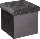 Atmosphera Pouf/tabouret/hocker Royal - Boîte de rangement pliable - Velours Gris foncé - D38 x H38 cm - MDF/polyester