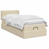 vidaXL Ottoman bed met matras Crèmekleurig 100 x 200 cm Stof