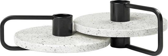 Blomus Castea Kandelaar - set van 2 - Wit/Zwart - Staal