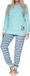 Normann Pyjama en molton pour femmes avec poignets et motif animal - Turquoise