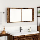 vidaXL - LED Spiegelkast - Oudhout - 100 x 12 x 45 cm - Bewerkt hout