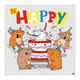 Gefeliciteerde kaart met muziek, grappige verjaardagskaart met kleurrijk motief, bijpassende spreuk en tekst aan de binnenkant, incl. envelop, 17 x 16,5 cm