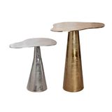 GILDE Set van 2 bijzettafels Organica van aluminium - organische vorm - metallic look - goud/zilver - hoogte 59cm x breedte 58cm