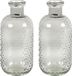 Countryfield Bloemenvaas Cactus Dots - 2x - grijs transparant - glas - D11 x H24 cm