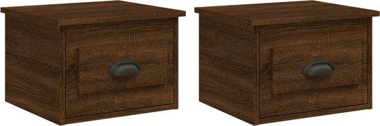 vidaXL Nachtkastjes 2 stuks wandgemonteerd 41,5x36x28 cm bruin eikenkleur