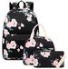 Omgoods - Sac d'école pour fille - Set 3 en 1 avec sac à lunch et trousse (fleurs)