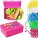 WESSPER Kinderlunchbox met bouwstenen, broodtrommel voor kinderen, gepersonaliseerde lunchbox kleuterschool, BPA-vrij versierde lunchbox voor school, uitstapjes roze snackbox
