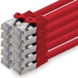 1aTTack.de 7,5m CAT7 LAN-netwerkkabel RJ45 10 Gigabit, 10 stuks - rood