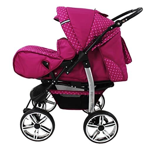 SaintBaby Kinderwagen 3-in-1 2-in-1 set Isofix Buggy Combi kinderwagen King Car by Pink Dots 58 2in1 (zonder autostoel)