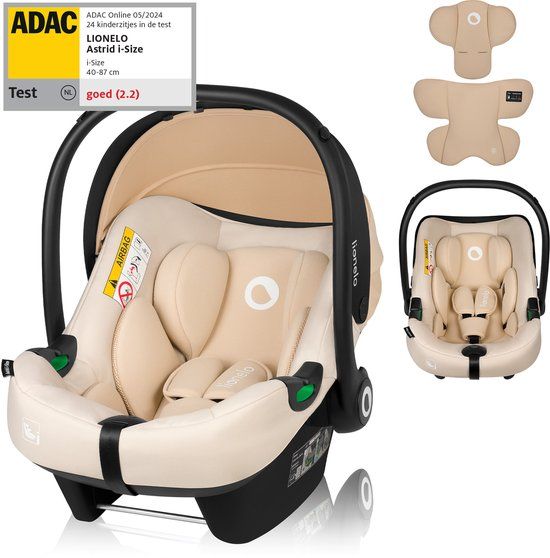 LIONELO Astrid i-Size Autostoel - Beige - 40-87 cm - RWF - ADAC 5-sterren - ISOFIX Compatibel