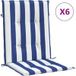Maison Exclusive Coussin de chaise à dossier bas Lot de 6 Rayures Bleu et Blanc