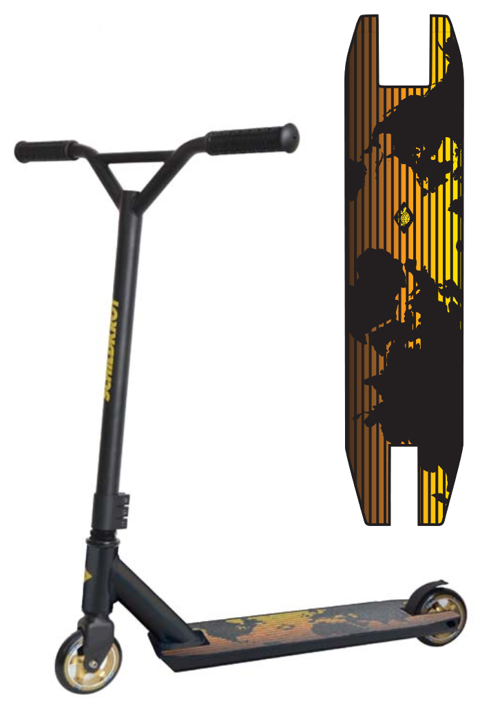 - Untwist Scooter - Oranje - Aluminium - Zwart/Geel