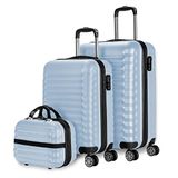 NUMADA 3/4-delige set hard-case koffers, koffer 53 cm, medium 63 cm, groot 75 cm en toilettas - duurzaam, licht en veilig