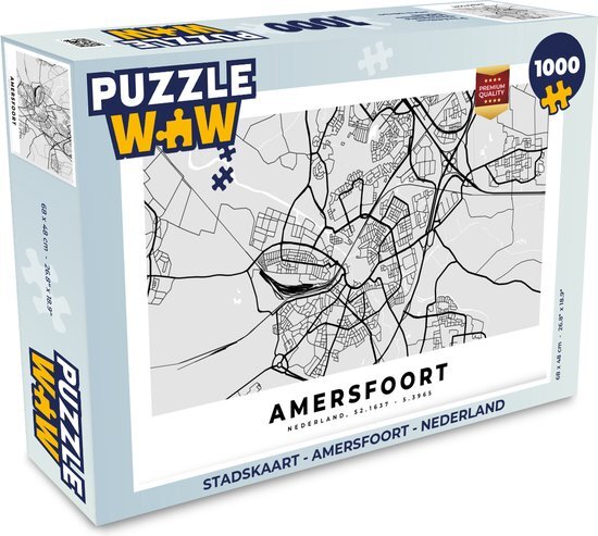 MuchoWow Puzzel Stadskaart - Amersfoort - Nederland - Legpuzzel - Puzzel 1000 stukjes volwassenen - Plattegrond