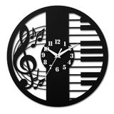 CIGERA 12 inch muziekwandklokken met muzieknoot en pianosleutelknop, stille klok uurwerk en werkt op batterijen, geweldig decor en mooie geschenken voor muziekliefhebbers