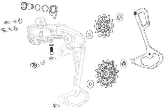SRAM GX T-Type Eagle Axs Stabilisator Montage Transparant