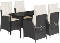 vidaXL 5-delige tuinset met kussens, zwart, van polyrotan