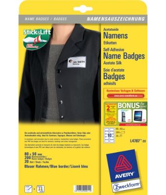 Avery L4787-20 - Printeretiketten - 80 x 50 mm - Wit - 200 stuks