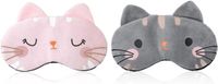 Merkloos / Sans marque Bol 2 Stuks Verstelbaar Kattenoogmasker - Comfortabel Pluche Verduisteringsmasker in Roze & Grijs
