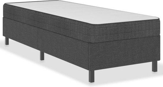 vidaXL Boxspring stof donkergrijs 100x200 cm