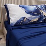 PETTI Artigiani Italiani - Beddengoed van katoen met kussenslopen met digitale print, beddengoed voor tweepersoonsbed, Marble Flower 08, 100% Made in Italy