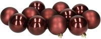Merkloos / Sans marque Decoris Kerstballen - 12x stuks - kunststof - mahonie bruin - 6 cm