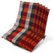 Beautissu Set van 5 Premium Lage Rugleuning Kussen 100x50 cm - UV-bestendig & 8cm Dik Kussen Tuinstoelkussen Antislip Bevestigingsbanden Stevige Stof Orange Beige Ruit