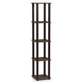Furinno Turn-S-Tube 5-Tier hoek vierkant rek display plank met vierkante buis, walnoot/bruin
