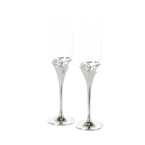 Casablanca Champagneglazen set van 2 met hartdecoratie in geschenkdoos