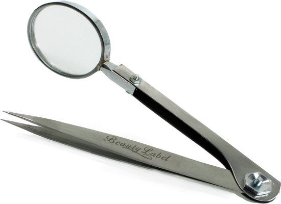 Merkloos / Sans marque Beauty Label Pincet met Vergrootglas en Scherpe punt Zilver RVS