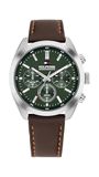 Tommy Hilfiger Chronograaf kwartshorloge voor heren met roestvrij stalen armband of leren armband, donkerbruin, Riemen.