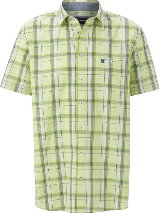Babista Heren Overhemd Met Korte Mouwen - Geruit - Katoen - Regular Fit - Groen - XXL