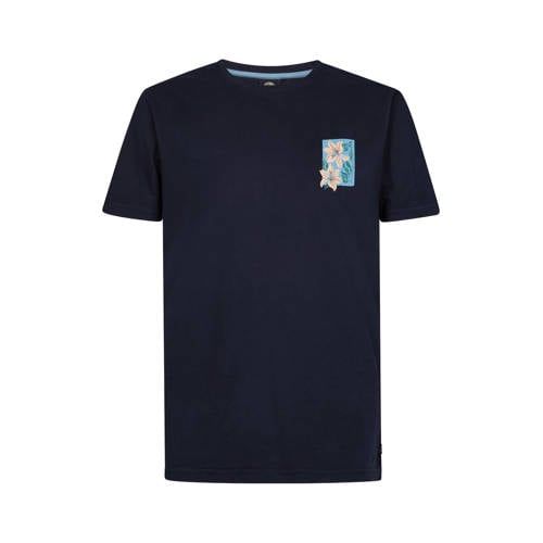 Petrol Industries regular T-shirt met backprint donkerblauw