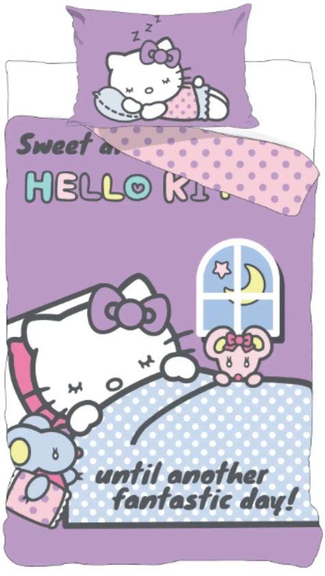 4KidsOnly Hello Kitty dekbedovertrek Katoen Eenpersoons Meerkleurig 140x200 cm