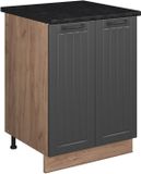 Vicco Wastafelkast Fame-Line, Donkergrijs/Goudkleurig Eiken, 60 cm