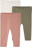 Vertbaudet Set van 3 effen leggings Basics baby oudroze