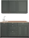 Vicco Eenpersoonskeuken Fame-Line, Groen-Goud Landhuis/Antraciet, 150 cm, WB Eik