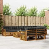 vidaXL Hoek loungeset 8 zitplekken Natuurlijk en antraciet Acacia hout