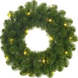 Mica Decorations Kerstkrans/dennenkrans - groen - verlichting - D60 cm