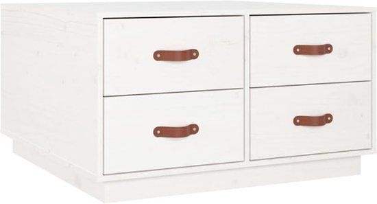 vidaXL Salontafel 80x80x45 cm massief grenenhout wit
