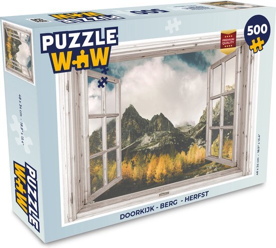 MuchoWow Puzzel Doorkijk - Berg - Herfst - Legpuzzel - Puzzel 500 stukjes