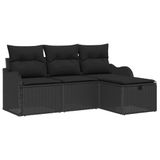 vidaXL Banc de jardin 4 pièces Noir Polyrotin