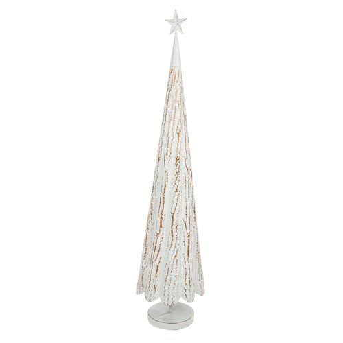 Casablanca Decoratief object Faso - metaal - wit - mat - dennenboomvorm - boommotief - sterrenmotief - hoogte 118 cm x Ø 28 cm